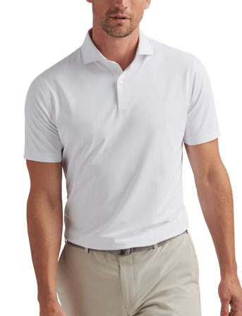 Peter Millar Soul Performance Mesh Polo - Edwin Spread Collar - White - XXL