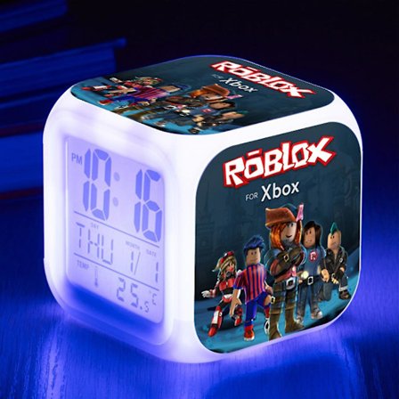 Roblox trykt digital alarmklokke spill nattlys LED-skjerm nattbord 7 farger skiftende klokke hjemmedekorasjon gaver til barn (FMY)