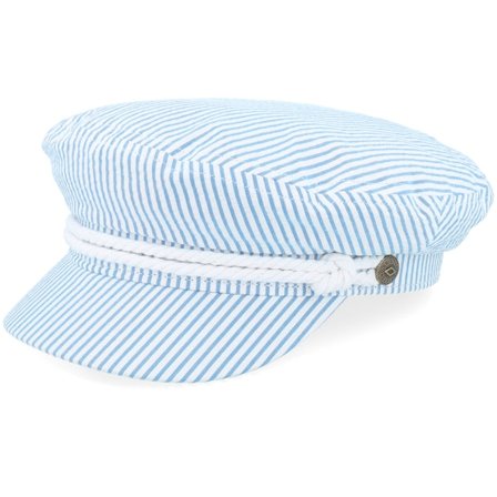 Brixton - Ble vega Czapka Z Daszkiem - Fiddler Cap Off White/Blue Seersucker Vega Cap @ Hatstore