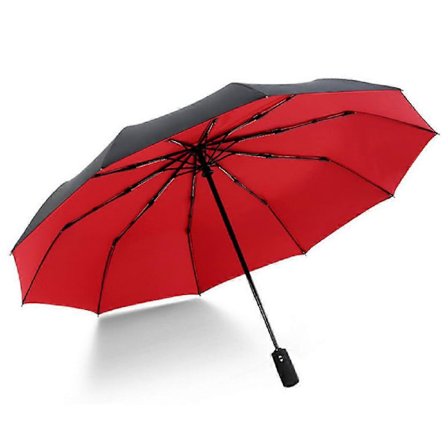 Automatisk Åbning og Lukning 10 Ribber Dobbelt Lag Vindtæt Rejseparaply Teflon Belagt Kompakt Mini Foldeparaply