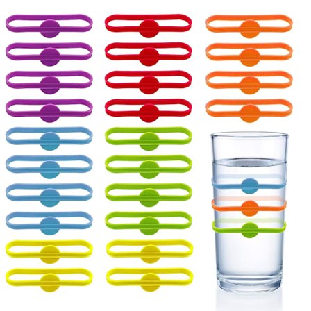 Glass Markører, Pakke med 24 Vinmarkører, Silikon Glass Markører, Gjenbrukbare Kopp Markører For Hjem, Bar, Fest Tilbehør