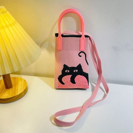 Knit Handbag Knot rannelaukku PINK