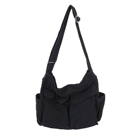 Messenger Bag til skole Vintage sort Canvas Hængende Dame