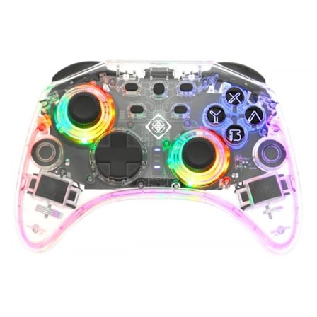 DELTACO Nintendo Switch Controller, transparent, RGB, makroknappar
