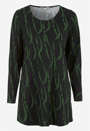 Cellbes of Sweden - Mönstrad trikåtunika med fickor - svart / grön / mönstrad - för damer - 34/36