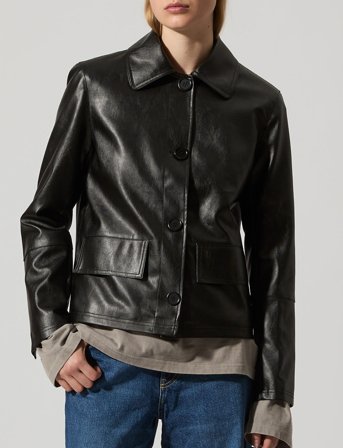 Brixtol Textiles Sissel Faux Leather Black - Black - M