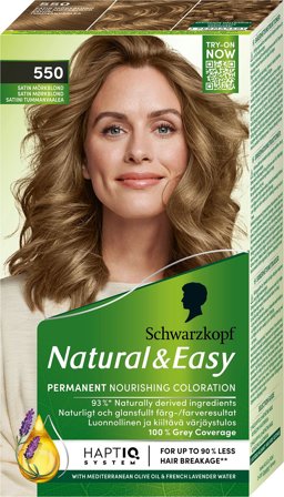Schwarzkopf Natural & Easy Hårfarve 550 Satin Mørkblond, Hår, Hårfarve, Permanent Hårfarve