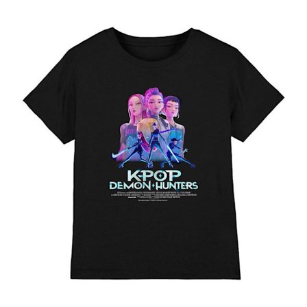 K-Pop Demon Hunters Børn/Kids Huntrix Huntr/X Plakat T-Shirt Svart Sort Sort