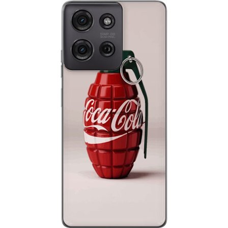 Kompatibelt Mobildeksel til Motorola Motorola Moto G75 Kunstnerisk illustrasjon av Coca Cola granateple i rødt og grønt, pop art inspirert motiv med