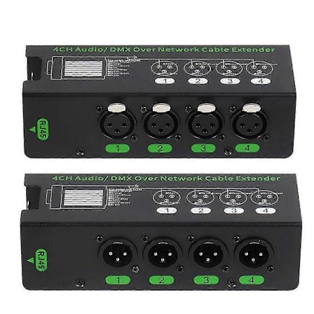 1 par 4CH 3-pinners lyd/over nettverkskabel-forlenger DMX512 nettverkssignalforlenger XLR til RJ45-adapter
