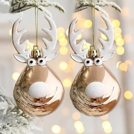 4 PCS Elg Julekuler Ornamenter Xmas Tre Henge Bauble