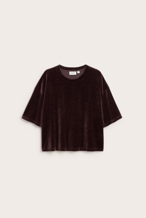 Kappahl | Sweter z krótkimi rękawami, z weluru | Czerwone wino