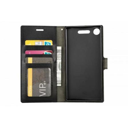 Xperia XZ1 Compact Plånboksfodral PU-Läder 4-FACK Svart