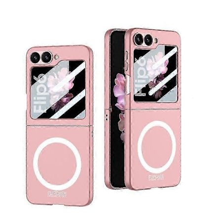 Magnetiskt skal för Samsung Galaxy Z Flip 6, Slimmad Stöttåligt Hårt PC-skal med Inbyggt Skärmskydd, Kompatibelt med MagSafe