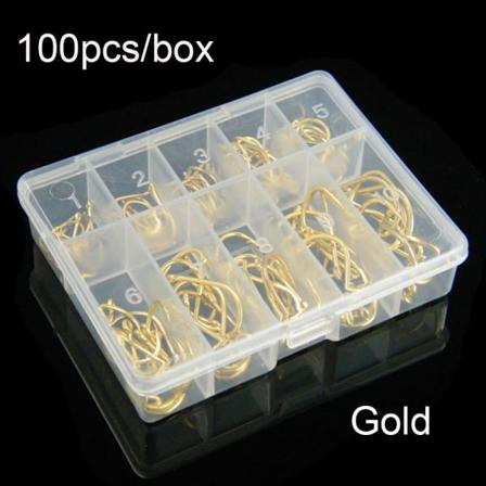 100st 1 Box Fiskekrokar Fiskbete Fishook Guld