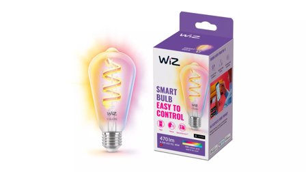 WiZ Klar 40W ST64 E27 RGB Lyspære Edison-filament, smart LED-belysning, farget og hvitt lys, gjennomsiktig