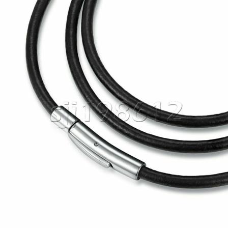 Kvinnor Män 3 Mm Svart Rep Läder Cord Chain Halsband Rostfritt