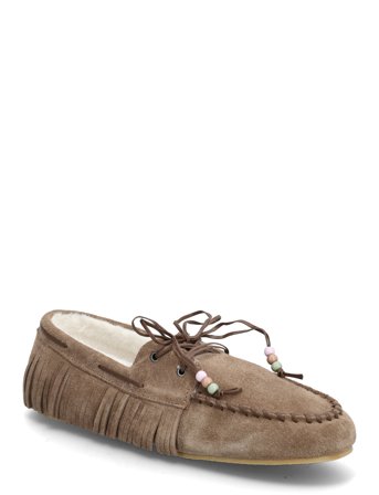 Mango Shearling Leather Moccasins - Brown - 36