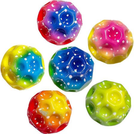 6-pak Astro Jump Balls Rumtema Gummibold Bouncy Balls Høj Jumping Space Ball Til Børn - Regnbuefarve