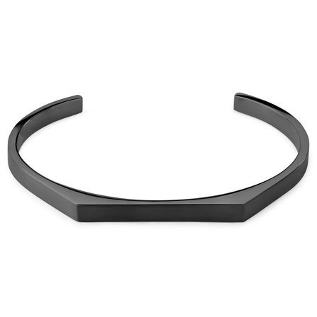 Brazalete angular ajustable de acero inoxidable negro mate de 5 mm para hombres - Brazaletes
