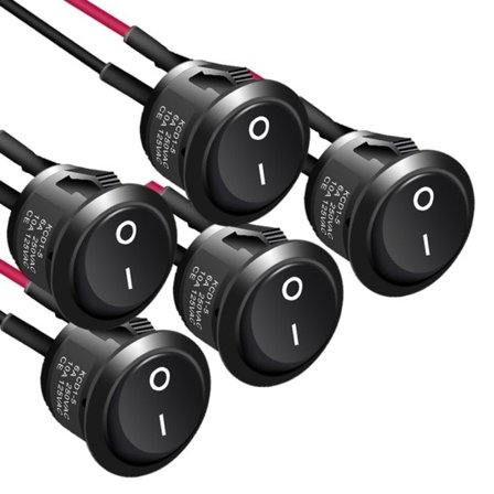 5 st vippa omkopplare PÅ av KCD1 mini rund växling omkopplare