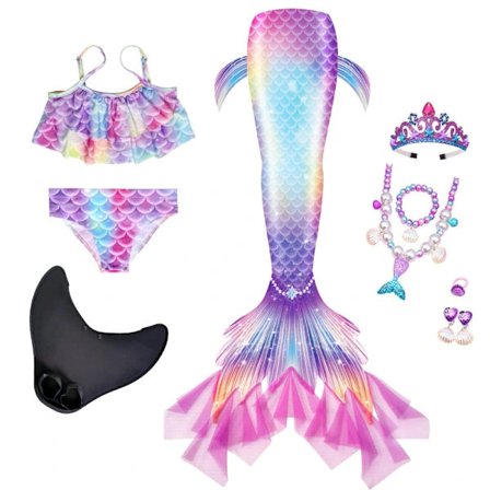 8 stk Jenter Havfruehale Badedrakt Sett Volangtopp Bikiniunderdel Fiskehale Badedrakt Barn Strand Basseng Badeklær 3-16 år 239 239 110