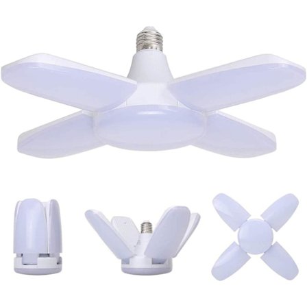 60W LED-tallivalo, E27 6000 lumenin turvavalo, muotoiltava työpajavalo 4 säädettävällä paneelilla, erittäin kirkas päivänvalo talliin,