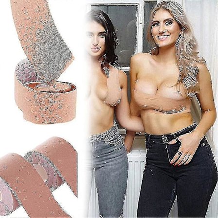 Boob Tape, Nipple Tape, Vandtæt Brystløft Tape, Elastisk Komfortabel Brysttape, Stropløs Selvklæbende Sticky-størrelse:7.5cm*5m-farve:hud