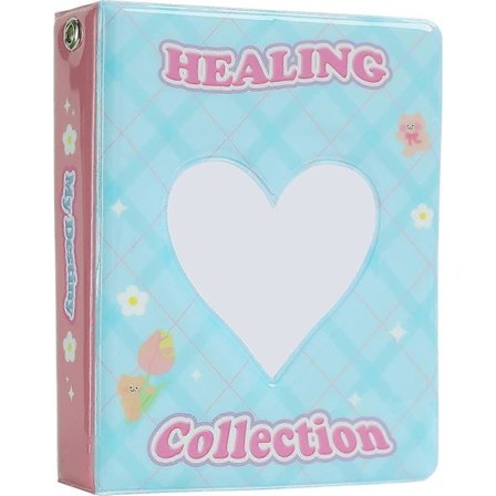 3 Tums Mini Fotoalbum för Fujifilm Instax Kamera, Fotokort Hållare Bok, 80 Fickor Kärlek Hjärta Ihåligt Foto Kort Binder (Blå)