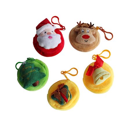 5 st Noël zéro portefeuille, père Noël, pendentifs d’arbre de Noël, sac clé de rangement, cadeaux de vacances