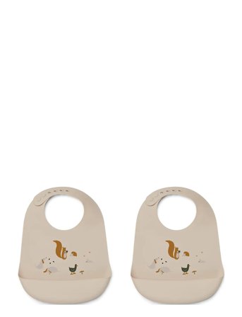 Liewood Tilda Silicone Bib 2-Pack - Cream - ONE SIZE