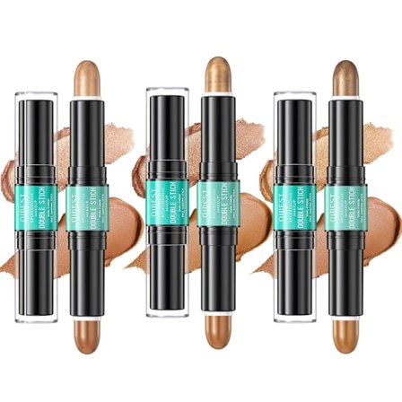 Concealer, dobbeltsidig konturstift, tredimensjonal ansiktslysende highlighter-stift, perleaktig naturlig skyggestift