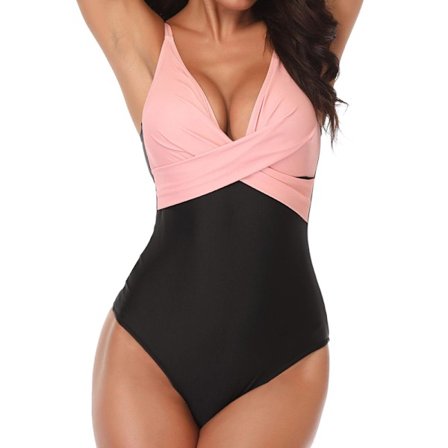 Bikini Push Up Badedrakt Dame Badetøy Rosa & Svart 0
