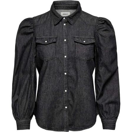 Only Mallory life ls dnm shirt qyt washed black , Zwart , Dames , Maat: M