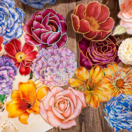 80 stk blomsterklistremerker, glitter vanntette dekorative klistremerker for utklippsbok søppeljournal kulejournal notatbok vannflaske papirhåndverk
