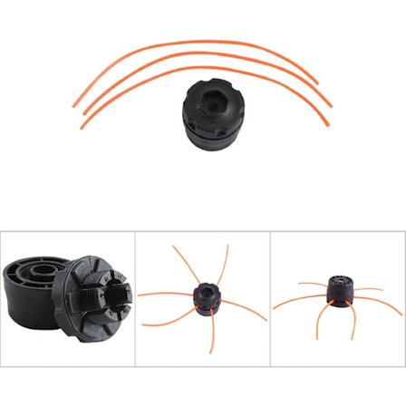 Kompatibelt 2-delat trimmerhuvud Trimmerhuvud Linjeset för bensin grästrimmer Svart