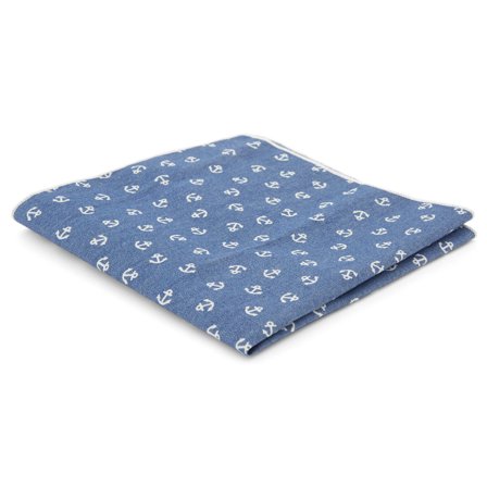 Blått Lommetørkle med Ankermønster for menn - Mønstrede Lommetørklær
