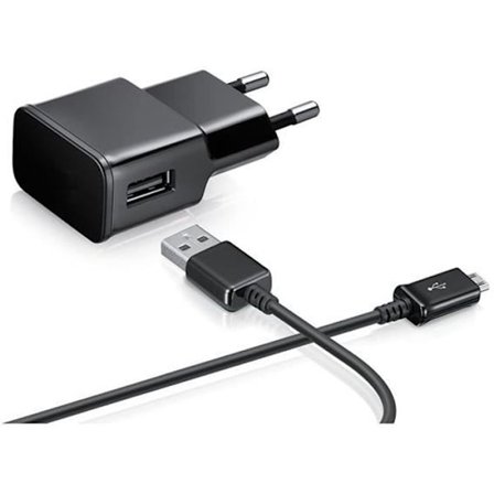 USB-kaapeli ja verkkolaturi - Phonillico - Yhteensopiva Samsung Galaxy A3-A5-A6-A7 - 1 metri - Musta - 2A Svart