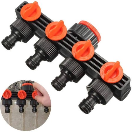 4-veis vannfordeler slangefordeler hageslangekobling Y-kobling kran vannfordeler