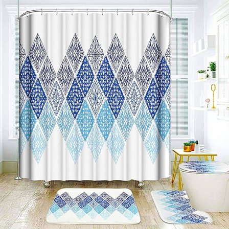 Duschdraperi Set med 4, Mögelbeständig Duschdraperi, Tvättad Polyestertyg Badrumsdraperi med 12 Duschdraperiringar, 180x180cm