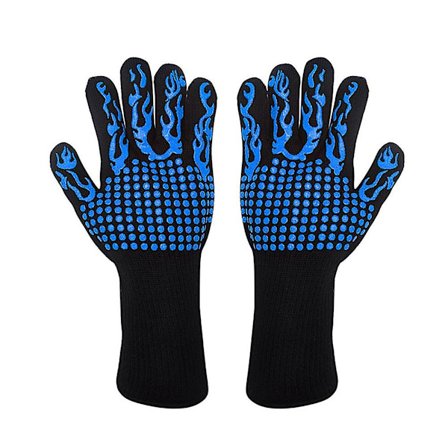 ett par blå köksgrillhandskar Matlagning Ugn Grillning Svetsning Silikonhandskar