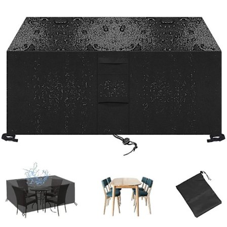 58 Storlekar 420d Uteplats Vattentät Oxford Trädgårdsmöbelöverdrag, Svart