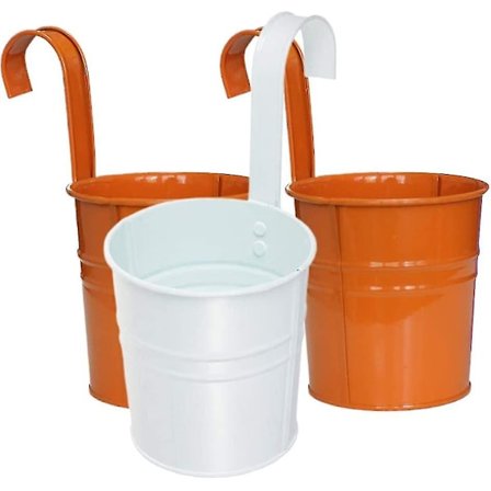 Paket med Metallhängande Blomkrukor för Balkong, Staket, Trädgård och Hem