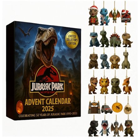 Jurassic Park Adventskalender Blind Box Akryl Juletrepynt, Jurassic Park Julegave-WELLNGS