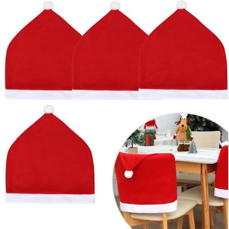 Stoltrekk - 4 stk - Julestoltrekk - Røde stoltrekk - Julestoltrekk - Julepynt