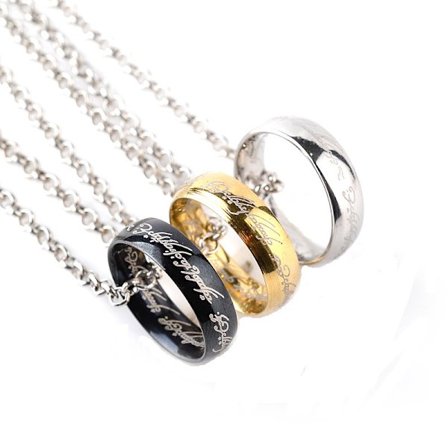 3 PACK Lord of Rings En Ring Halsband Kostym Outfit Cosplay (Guld+Silver+Svart)