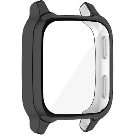 Urkasse til Garmin Venu SQ Beskyttende kofanger Etui Indbygget hærdet glas Skærmbeskytter, Hårdt beskyttelsesetui Sort