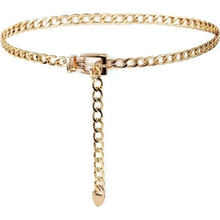 Kædebelte til Kvinder og Piger, Justerbart Guld Metal Talje Kæde Tykt Kædebelte