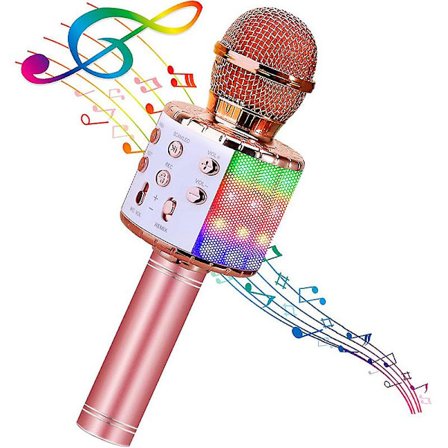 Karaoke trådløs mikrofon med LED-lys, bærbar mikrofon for barn