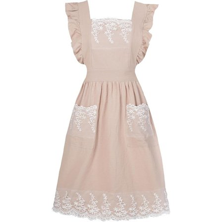 Vintage Forklæde med Lommer Sødt Blonde Flæse Justerbart Forklæde til Madlavning Køkken Bagning Havearbejde